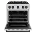 ZLINE Autograph Edition 30 in. 4.2 cu. ft. Classic Gas Range with 4 Burner Cooktop and Convection Gas Oven in DuraSnow® Stainless Steel and Matte Black Accents (CGRSZ-30-MB) view 4