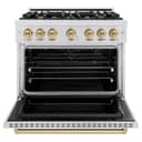 ZLINE Autograph Edition 36 in. 5.2 cu. ft. Classic Gas Range with 6 Burner Cooktop and Convection Gas Oven in DuraSnow® Stainless Steel and Champagne Bronze Accents (CGRSZ-36-CB) view 6