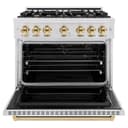ZLINE Autograph Edition 36 in. 5.2 cu. ft. Classic Gas Range with 6 Burner Cooktop and Convection Gas Oven in DuraSnow® Stainless Steel and Polished Gold Accents (CGRSZ-36-G) view 6