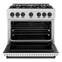 ZLINE Autograph Edition 36 in. 5.2 cu. ft. Classic Gas Range with 6 Burner Cooktop and Convection Gas Oven in DuraSnow® Stainless Steel with White Matte Door and Matte Black Accents (CGRSZ-WM-36-MB) view 4