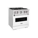 ZLINE 30 in. 4.2 cu. ft. Classic Gas Range with 4 Burner Cooktop and Convection Gas Oven in Stainless Steel with White Matte Door (CGR-WM-30) view 1