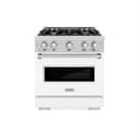 ZLINE 30 in. 4.2 cu. ft. Classic Gas Range with 4 Burner Cooktop and Convection Gas Oven in Stainless Steel with White Matte Door (CGR-WM-30) view 2