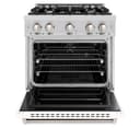 ZLINE 30 in. 4.2 cu. ft. Classic Gas Range with 4 Burner Cooktop and Convection Gas Oven in Stainless Steel with White Matte Door (CGR-WM-30) view 4