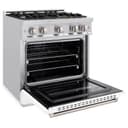 ZLINE 30 in. 4.2 cu. ft. Classic Gas Range with 4 Burner Cooktop and Convection Gas Oven in Stainless Steel with White Matte Door (CGR-WM-30) view 6