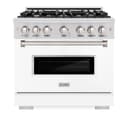 ZLINE 36 in. 5.2 cu. ft. Classic Gas Range with 6 Burner Cooktop and Convection Gas Oven in Stainless Steel with White Matte Door (CGR-WM-36) view 3