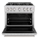 ZLINE 36 in. 5.2 cu. ft. Classic Gas Range with 6 Burner Cooktop and Convection Gas Oven in Stainless Steel with White Matte Door (CGR-WM-36) view 4
