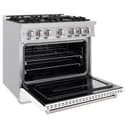 ZLINE 36 in. 5.2 cu. ft. Classic Gas Range with 6 Burner Cooktop and Convection Gas Oven in Stainless Steel with White Matte Door (CGR-WM-36) view 6