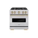 ZLINE Autograph Edition 30 in. 4.2 cu. ft. Classic Gas Range with 4 Burner Cooktop and Convection Gas Oven in Stainless Steel and Champagne Bronze Accents (CGRZ-30-CB) view 2