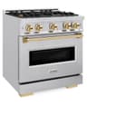 ZLINE Autograph Edition 30 in. 4.2 cu. ft. Classic Gas Range with 4 Burner Cooktop and Convection Gas Oven in Stainless Steel and Polished Gold Accents (CGRZ-30-G) view 3