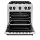 ZLINE Autograph Edition 30 in. 4.2 cu. ft. Classic Gas Range with 4 Burner Cooktop and Convection Gas Oven in Stainless Steel and Matte Black Accents (CGRZ-30-MB) view 4