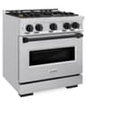 ZLINE Autograph Edition 30 in. 4.2 cu. ft. Classic Gas Range with 4 Burner Cooktop and Convection Gas Oven in Stainless Steel and Matte Black Accents (CGRZ-30-MB) view 5