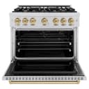ZLINE Autograph Edition 36 in. 5.2 cu. ft. Classic Gas Range with 6 Burner Cooktop and Convection Gas Oven in Stainless Steel and Champagne Bronze Accents (CGRZ-36-CB) view 6