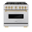 ZLINE Autograph Edition 36 in. 5.2 cu. ft. Classic Gas Range with 6 Burner Cooktop and Convection Gas Oven in Stainless Steel and Polished Gold Accents (CGRZ-36-G) view 5