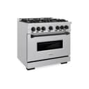 ZLINE Autograph Edition 36 in. 5.2 cu. ft. Classic Gas Range with 6 Burner Cooktop and Convection Gas Oven in Stainless Steel and Matte Black Accents (CGRZ-36-MB) view 1