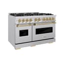 ZLINE Autograph Edition 48 in. 6.7 cu. ft. Classic Double Oven Gas Range with 8 Burner Cooktop in Stainless Steel and Champagne Bronze Accents (CGRZ-48-CB) view 1