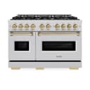 ZLINE Autograph Edition 48 in. 6.7 cu. ft. Classic Double Oven Gas Range with 8 Burner Cooktop in Stainless Steel and Champagne Bronze Accents (CGRZ-48-CB) view 2