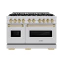 ZLINE Autograph Edition 48 in. 6.7 cu. ft. Classic Double Oven Gas Range with 8 Burner Cooktop in Stainless Steel and Champagne Bronze Accents (CGRZ-48-CB) view 4