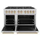 ZLINE Autograph Edition 48 in. 6.7 cu. ft. Classic Double Oven Gas Range with 8 Burner Cooktop in Stainless Steel and Champagne Bronze Accents (CGRZ-48-CB) view 5