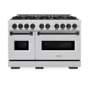ZLINE Autograph Edition 48 in. 6.7 cu. ft. Classic Double Oven Gas Range with 8 Burner Cooktop in Stainless Steel and Matte Black Accents (CGRZ-48-MB) view 2