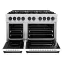 ZLINE Autograph Edition 48 in. 6.7 cu. ft. Classic Double Oven Gas Range with 8 Burner Cooktop in Stainless Steel with White Matte Doors and Matte Black Accents (CGRZ-WM-48-MB) view 4