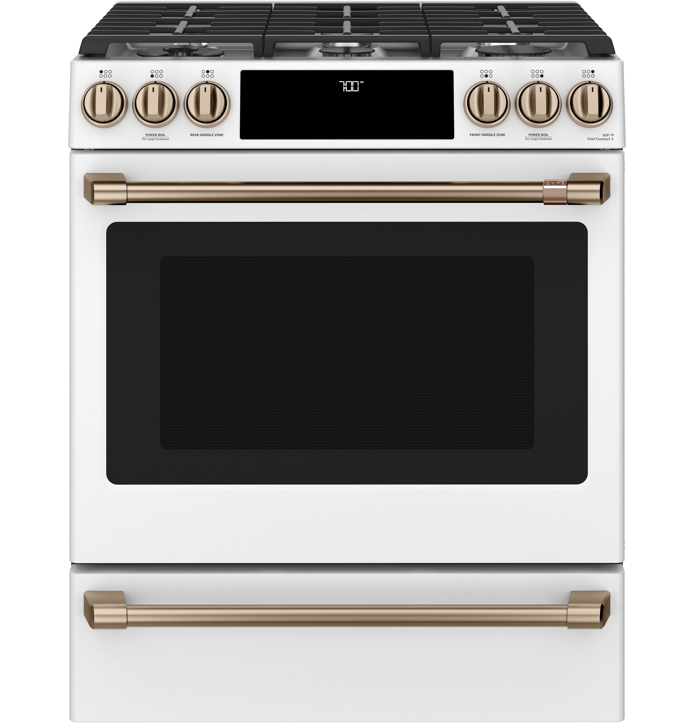 CAFÉ™ 30" Smart Slide-In, Front-Control, Gas Range with Convection Oven