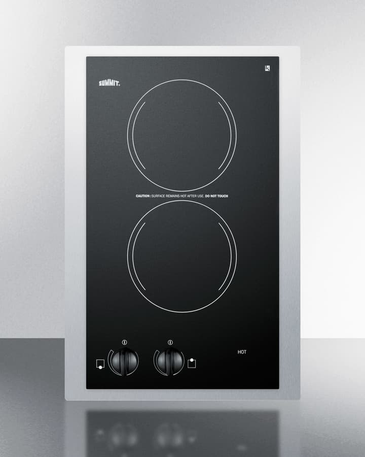 15" Wide 230V 2-Burner Radiant Cooktop