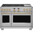 Café 48” Brushed Brass Handle & Knob Set For Pro Range And Rangetop view 2