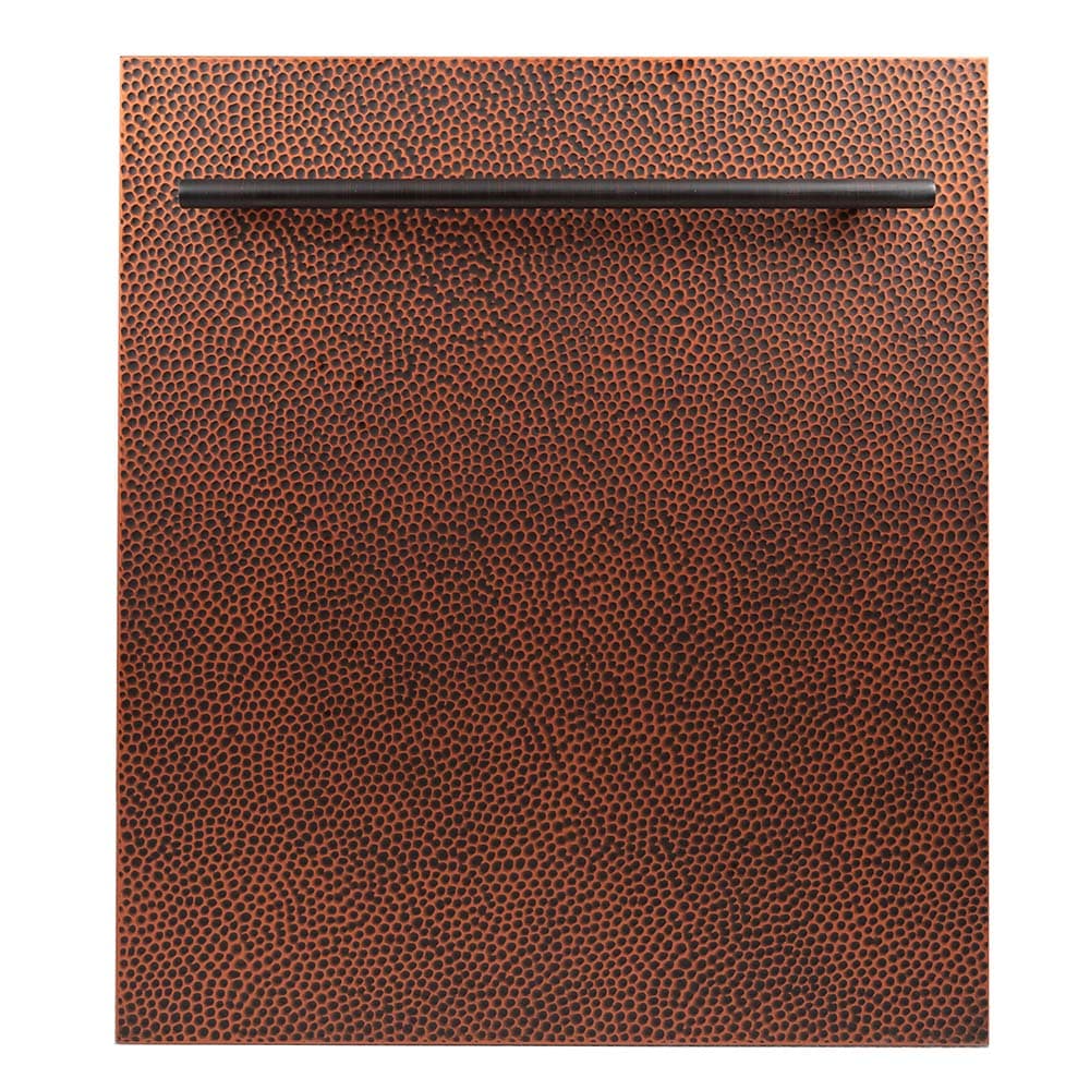 24 in. Hand-Hammered Copper Top Control Dishwasher with Tub and Modern Style Handle, 52dBa