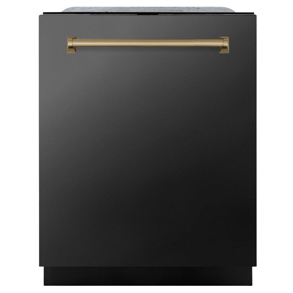 AutographEdition 24" Monument Series 3rd Rack Top Touch Control Tall Tub Dishwasher in Black Stainless Steel with Champagne Bronze Handle 45dBa