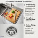 ACQUA 33 in. Drop-In/Undermount 3-Level Workstation Sink with Faucet, Waterfall & Glass Rinser view 8