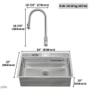 ACQUA 33 in. Drop-In/Undermount 3-Level Workstation Sink with Faucet, Waterfall & Glass Rinser view 16