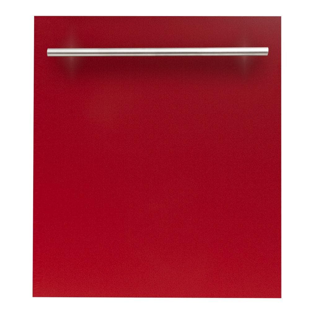 24 in. Red Gloss Top Control Dishwasher with Tub and Modern Style Handle, 52dBa