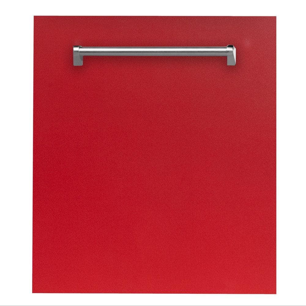 24 in. Red Matte Top Control Built-In Dishwasher with Tub and Traditional Style Handle, 52dBa