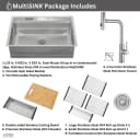 ACQUA 33 in. Drop-In/Undermount 3-Level Workstation Sink with Waterfall Faucet & Glass Rinser view 16
