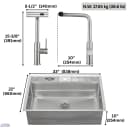 ACQUA 33 in. Drop-In/Undermount 3-Level Workstation Sink with Waterfall Faucet & Glass Rinser view 17