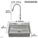 ACQUA 33 in. Drop-In/Undermount 3-Level Workstation with Retractable Faucet & Glass Rinser view 19