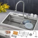 ACQUA 33 in. Drop-In/Undermount MultiSINK Workstation Sink with Waterfall Faucet & Glass Rinser view 1