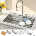 ACQUA 33 in. Drop-In/Undermount 3-Level MultiSINK Workstation Sink with Waterfall Faucet & Glass Rinser view 1