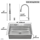 ACQUA 33 in. Drop-In/Undermount 3 Level Workstation Sink with Faucet, Waterfall & Glass Rinser view 16