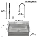 ACQUA 33 in. Drop-In/Undermount 3-Level Workstation Sink with Faucet, Waterfall & Glass Rinser view 16