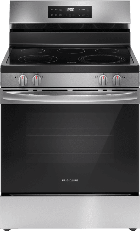 30-in Glass Top 5 Burners 5.3-cu ft Steam Cleaning Freestanding Electric Range