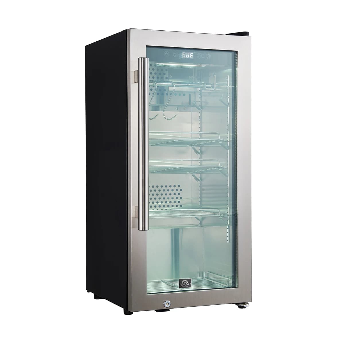 Asciutto 16-Inch Dry Aging Cabinet, Stainless Steel 304, 2.65 cu.ft, LED Lighting, Adjustable Shelves