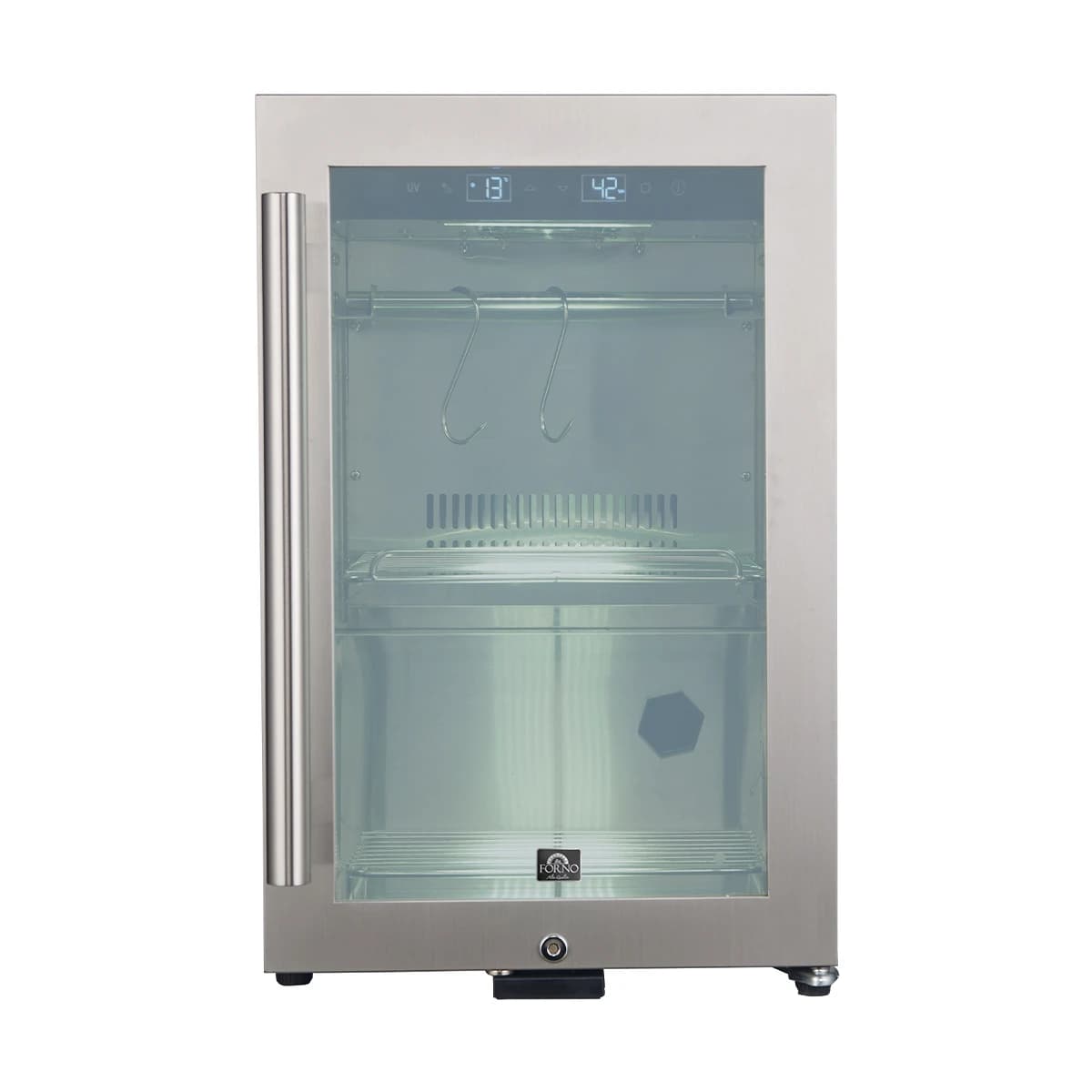 Asciutto 17-Inch Dry Aging Cabinet, Stainless Steel 304, 1.84 cu.ft, LED Lighting, Adjustable Shelves