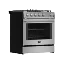 Leonardo 30-Inch Stainless Steel Gas Range, 5 Sealed Burners (Totaling 39,500 BTU), 5 cu.ft. Convection Oven, Continuous Cast Iron Grates, Black Enamel Interior, Auto Re-Ignition, LP Conversion Kit Included view 3