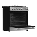 Leonardo 30-Inch Stainless Steel Gas Range, 5 Sealed Burners (Totaling 39,500 BTU), 5 cu.ft. Convection Oven, Continuous Cast Iron Grates, Black Enamel Interior, Auto Re-Ignition, LP Conversion Kit Included view 4