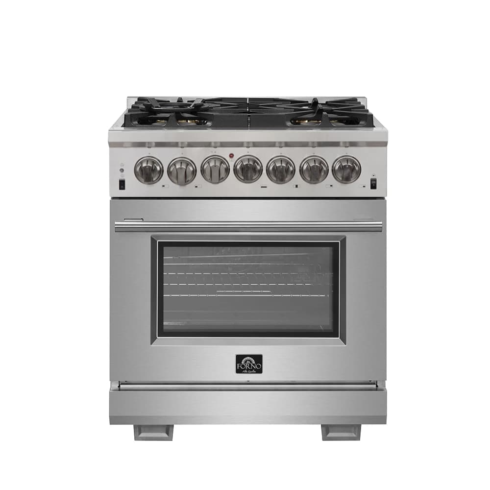Capriasca 30-Inch Freestanding Dual Fuel Range, 4 Burners, True Convection Oven