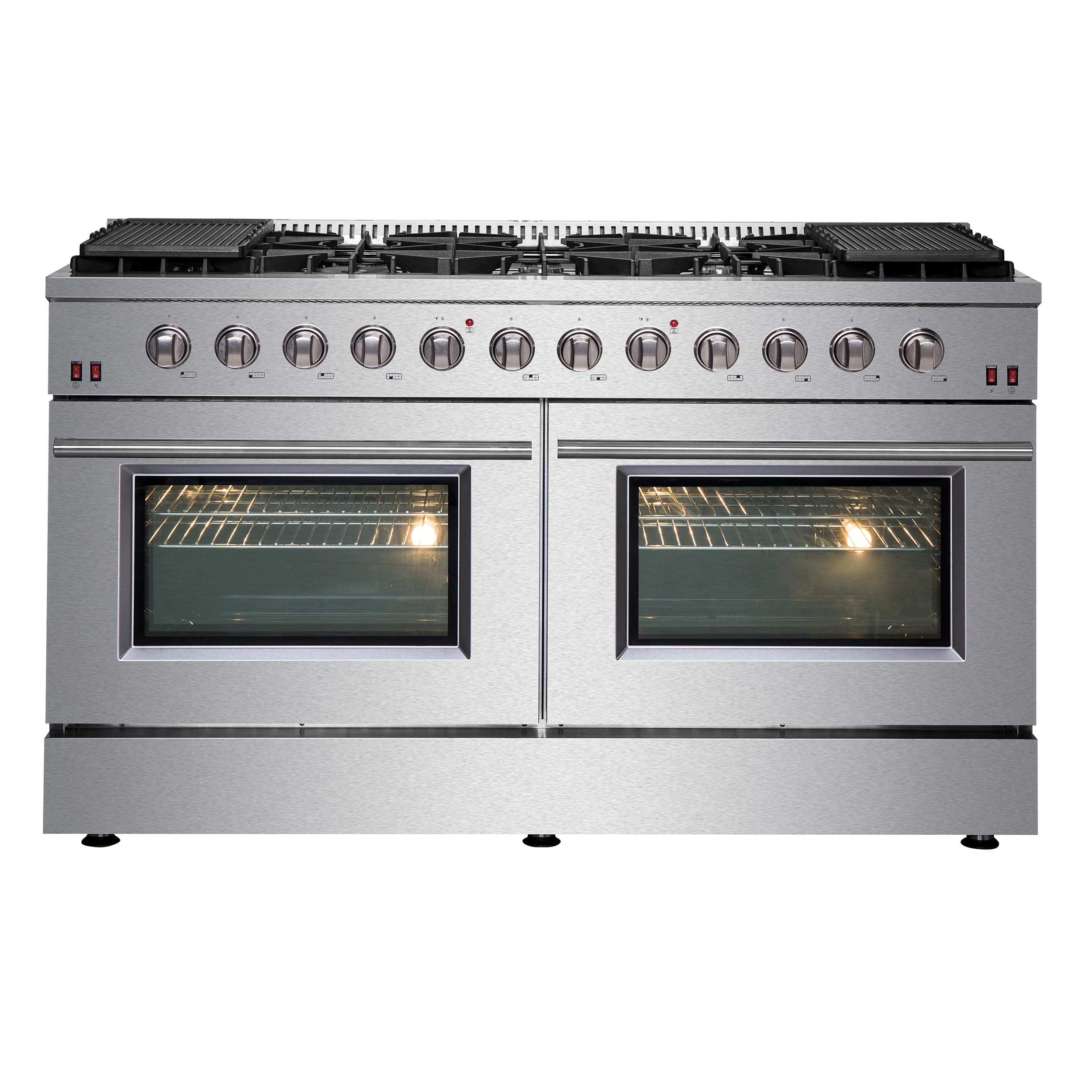Galiano 60-Inch Freestanding Gas Range, 10 Burners, Double Ovens, Griddle, Energy Efficient