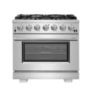 Capriasca 36-Inch Gas Range, Stainless Steel, 6 Brass Burners, 120,000 BTU, Convection Oven, Energy Efficient view 1