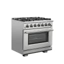 Capriasca 36-Inch Gas Range, Stainless Steel, 6 Brass Burners, 120,000 BTU, Convection Oven, Energy Efficient view 3