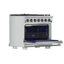 Capriasca 36-Inch Gas Range, Stainless Steel, 6 Brass Burners, 120,000 BTU, Convection Oven, Energy Efficient view 4